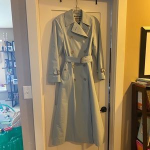 Burberry Long Light Blue Grey Trench Coat